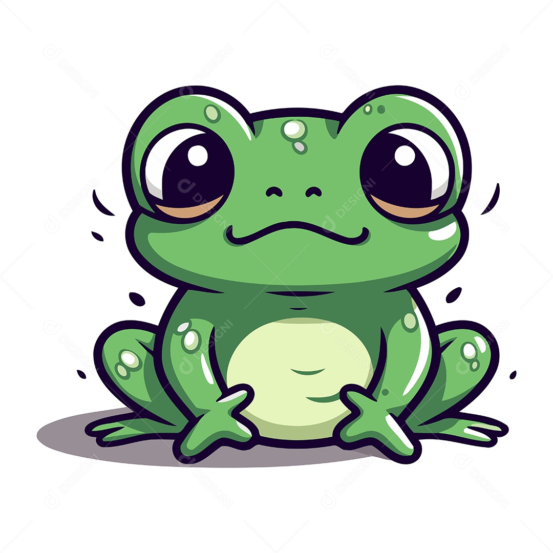 Sapo Fofo de Desenho Animado Ilustração Vetor EPS