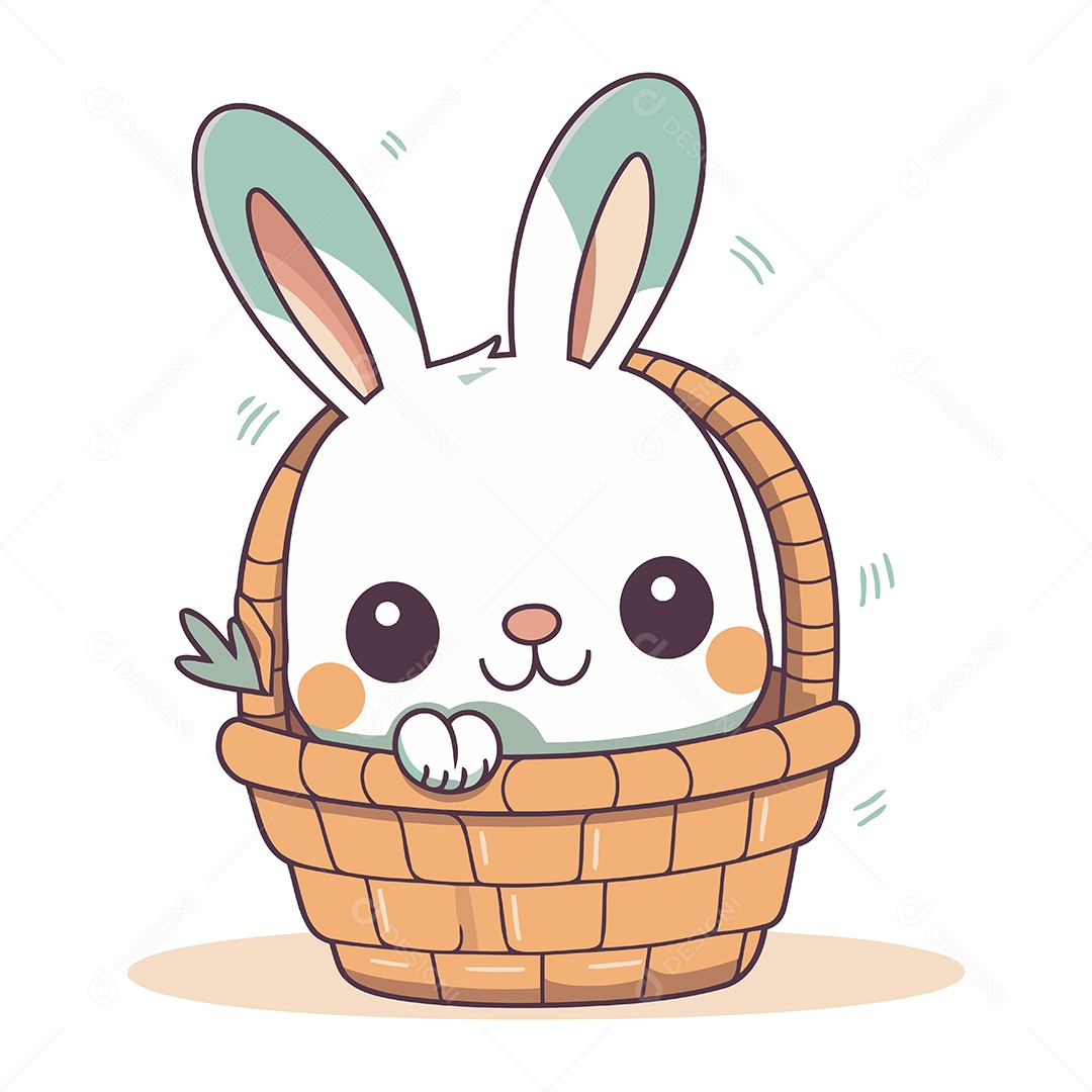 Coelho Fofo na Cesta Ilustração Vetor EPS