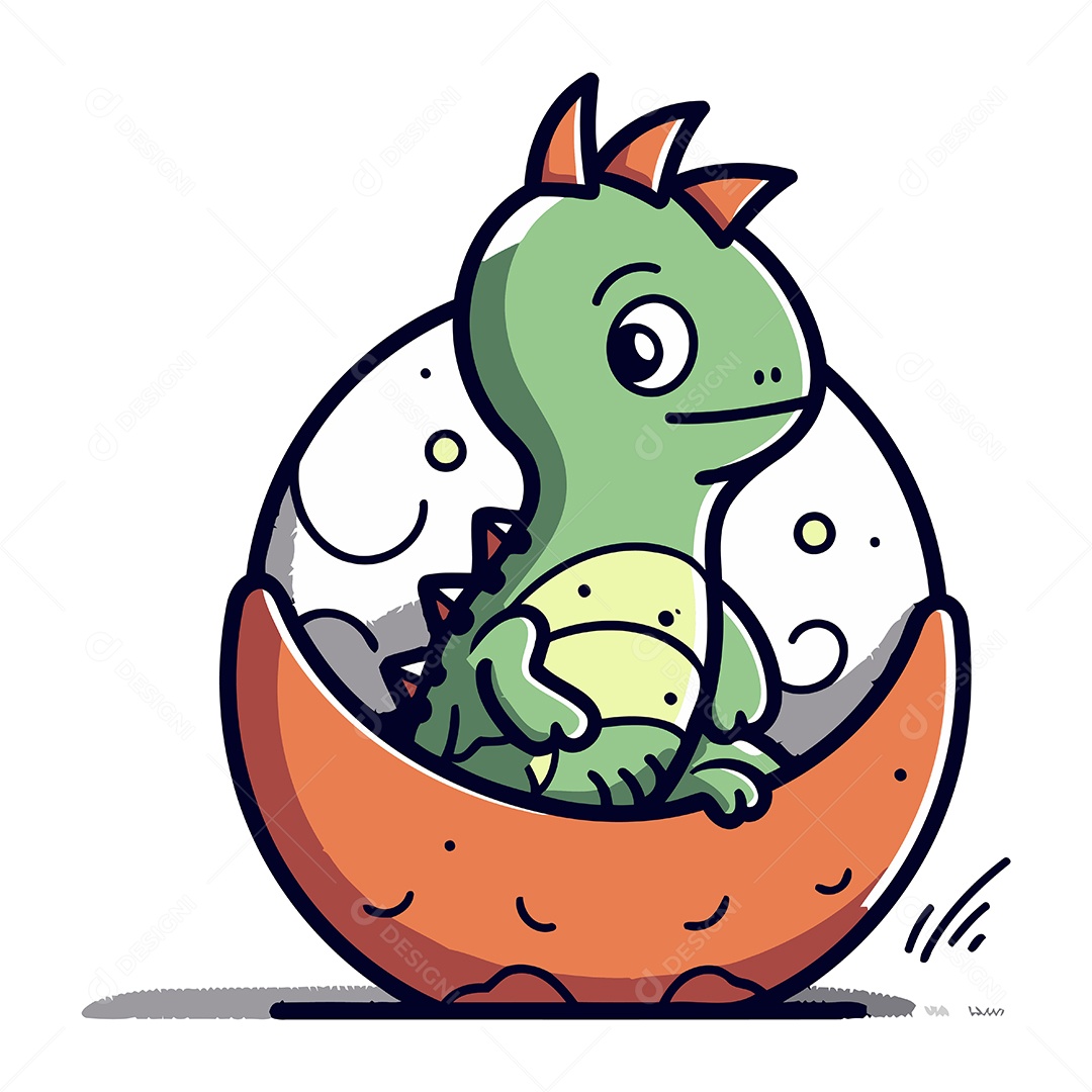 Filhote de Dinossauro em Ovo Ilustração Vetor EPS