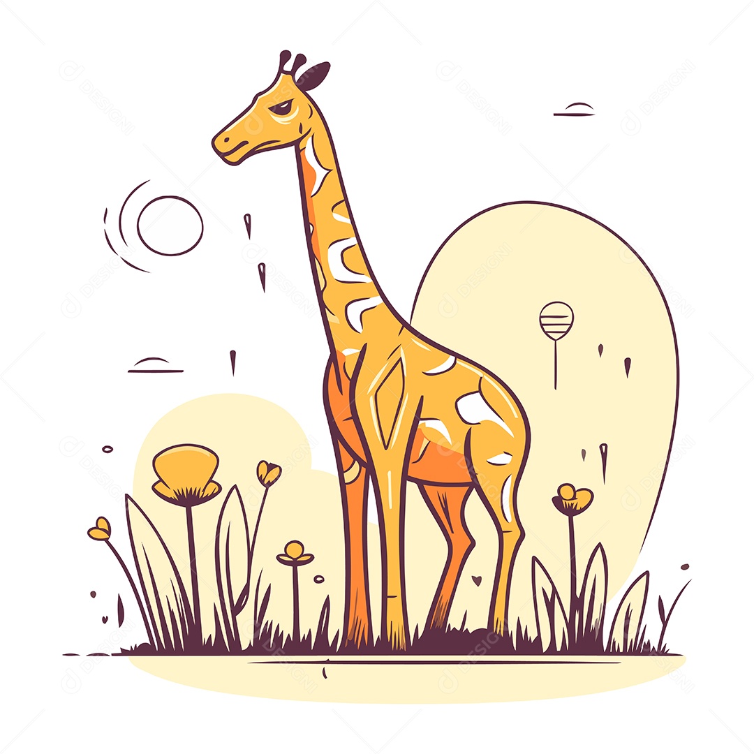 Girafa de Desenho Animado Ilustração Vetor EPS