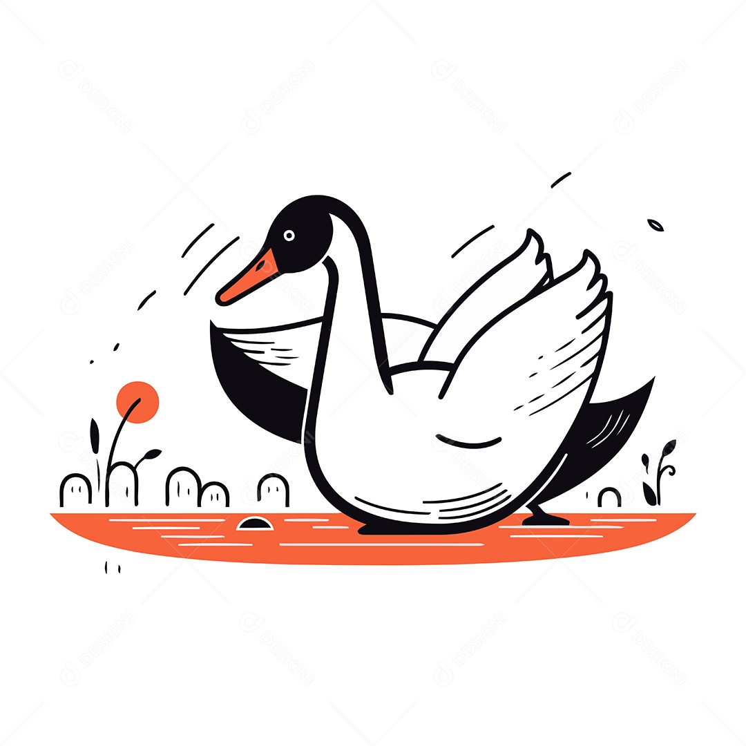Ganso de Desenho Animado Ilustração Vetor EPS