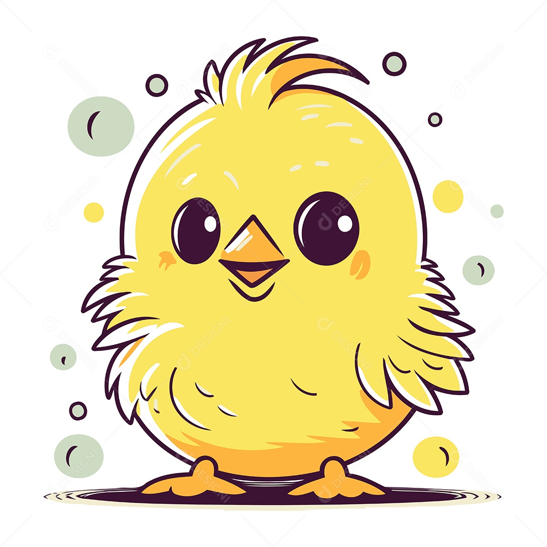 Pintinho Fofo de Desenho Animado Ilustração Vetor EPS