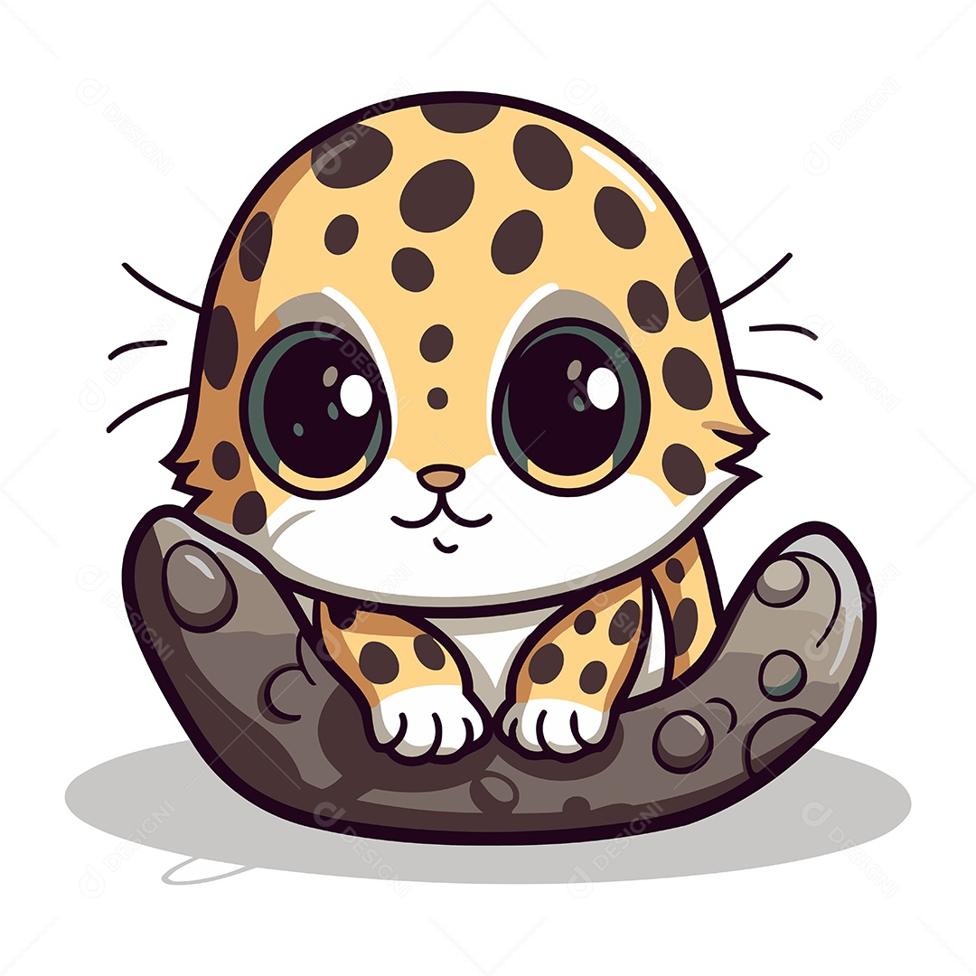 Leopardo Fofo de Desenho Animado Ilustração Vetor EPS