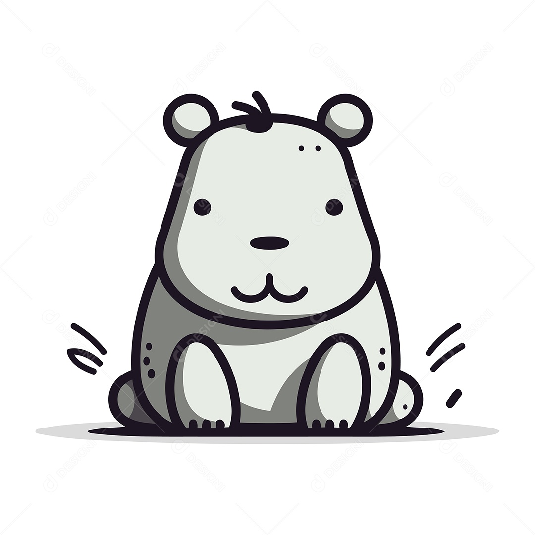 Hipopótamo Bonito de Desenho Animado Ilustração Vetor EPS