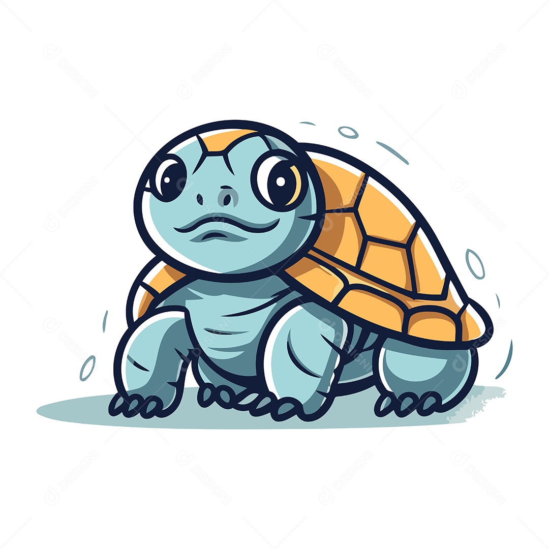 Tartaruga de Desenho Animado Ilustração Vetor EPS