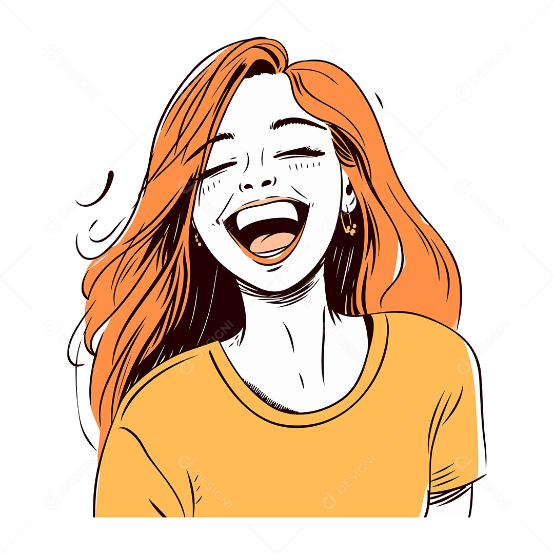 Jovem Sorridente com Cabelo Ruivo Ilustração Vetor EPS
