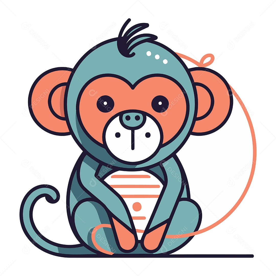 Macaco de Desenho Animado Ilustração Vetor EPS