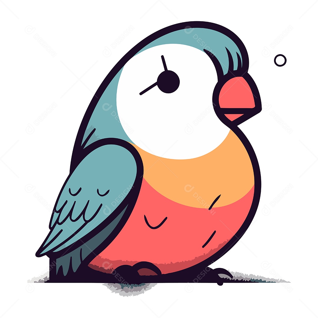 Pássaro Fofo de Desenho Animado Ilustração Vetor EPS