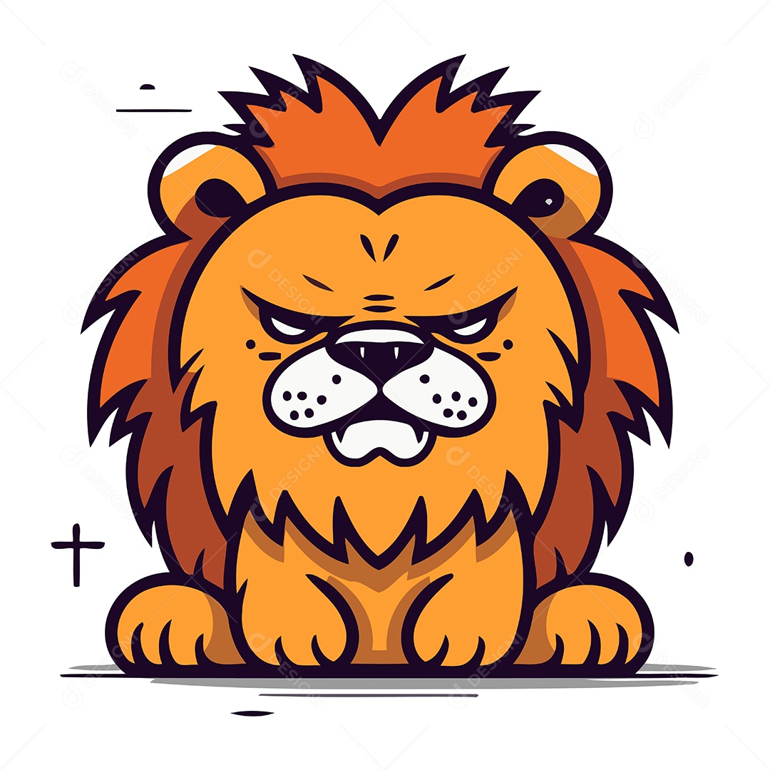 Leão de Desenho Animado Ilustração Vetor EPS