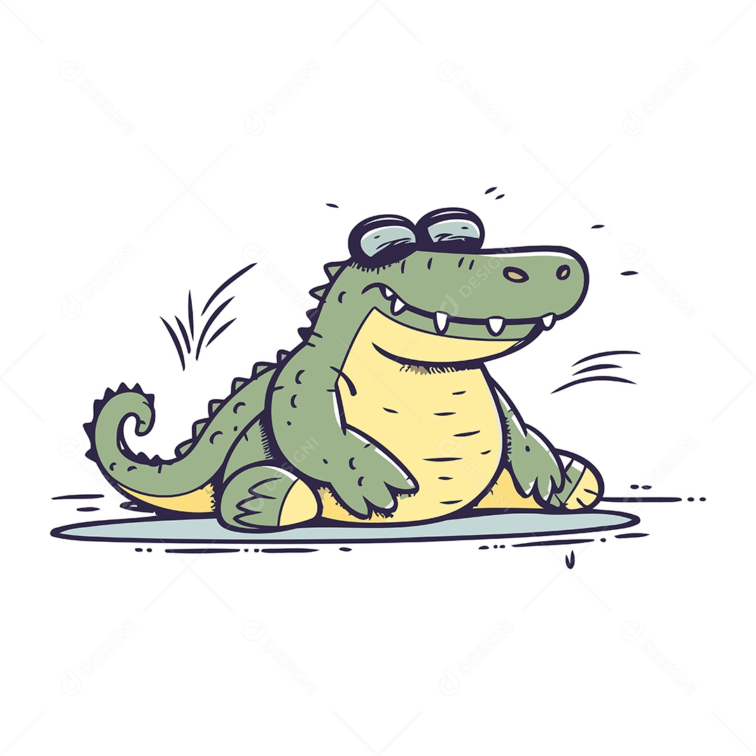 Crocodilo de Desenho Animado Ilustração Vetor EPS