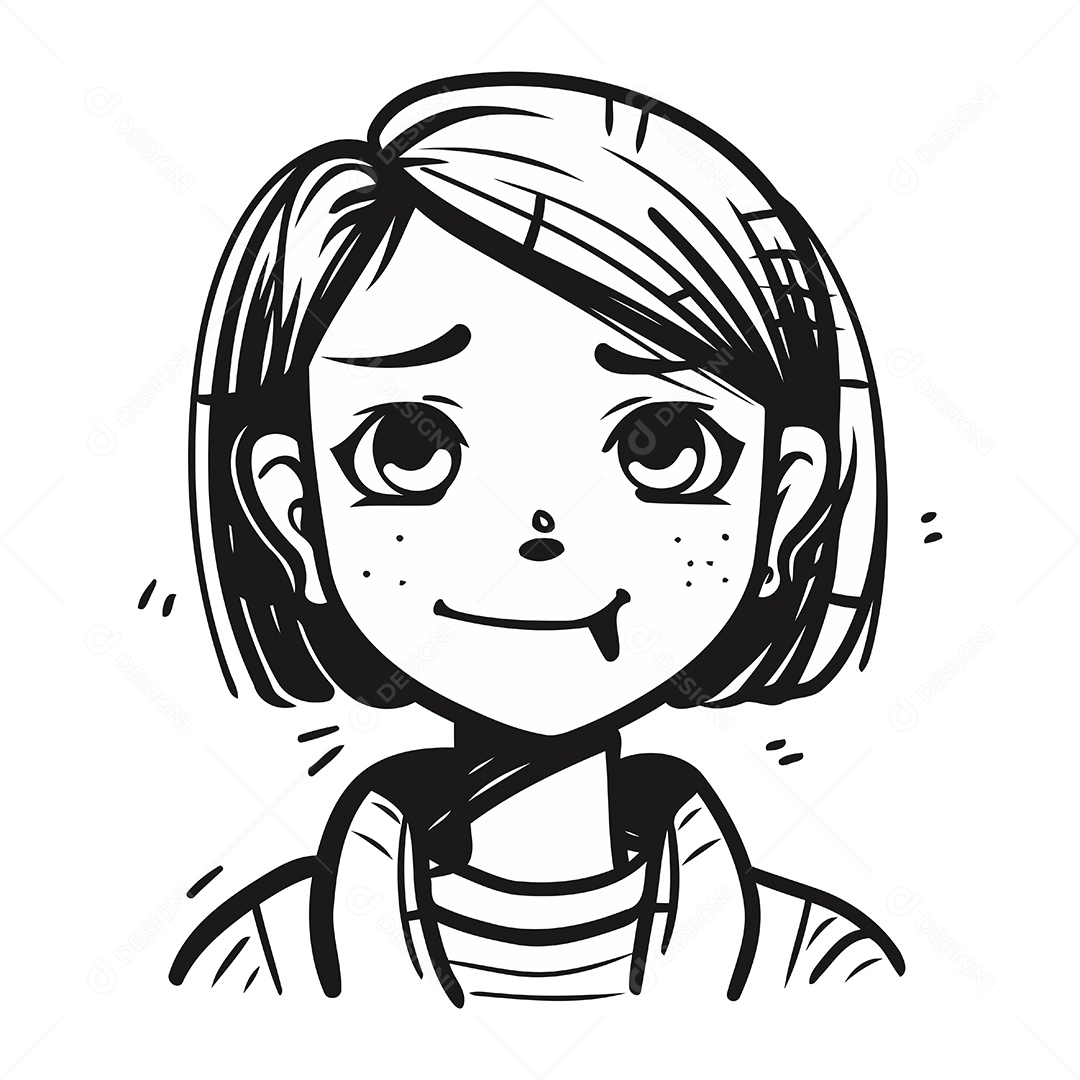 Garota de Desenho Animado Ilustração Vetor EPS