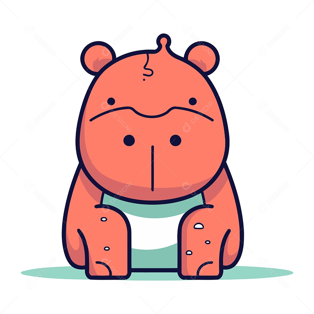 Hipopótamo de Desenho Animado Ilustração Vetor EPS