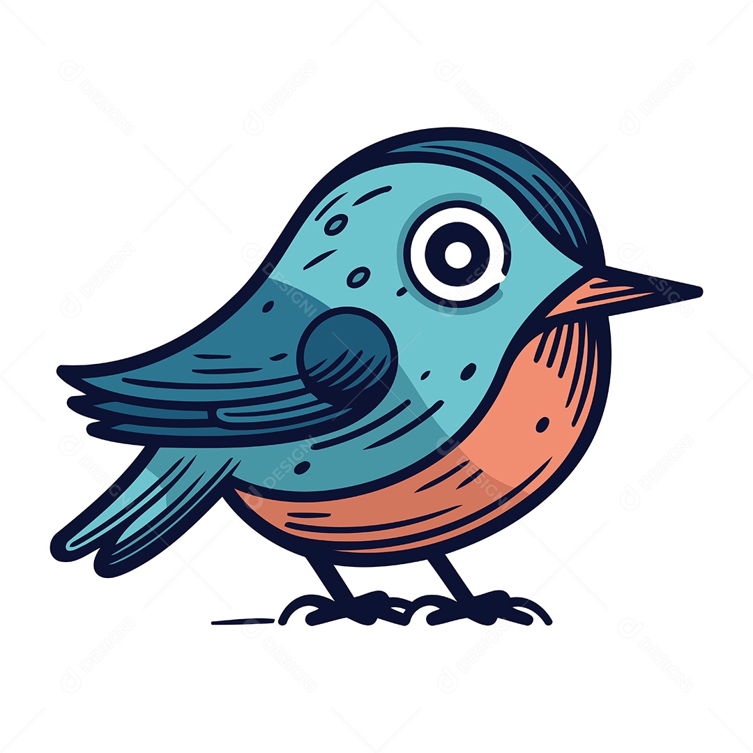 Pássaro Fofo de Desenho Animado Ilustração Vetor EPS