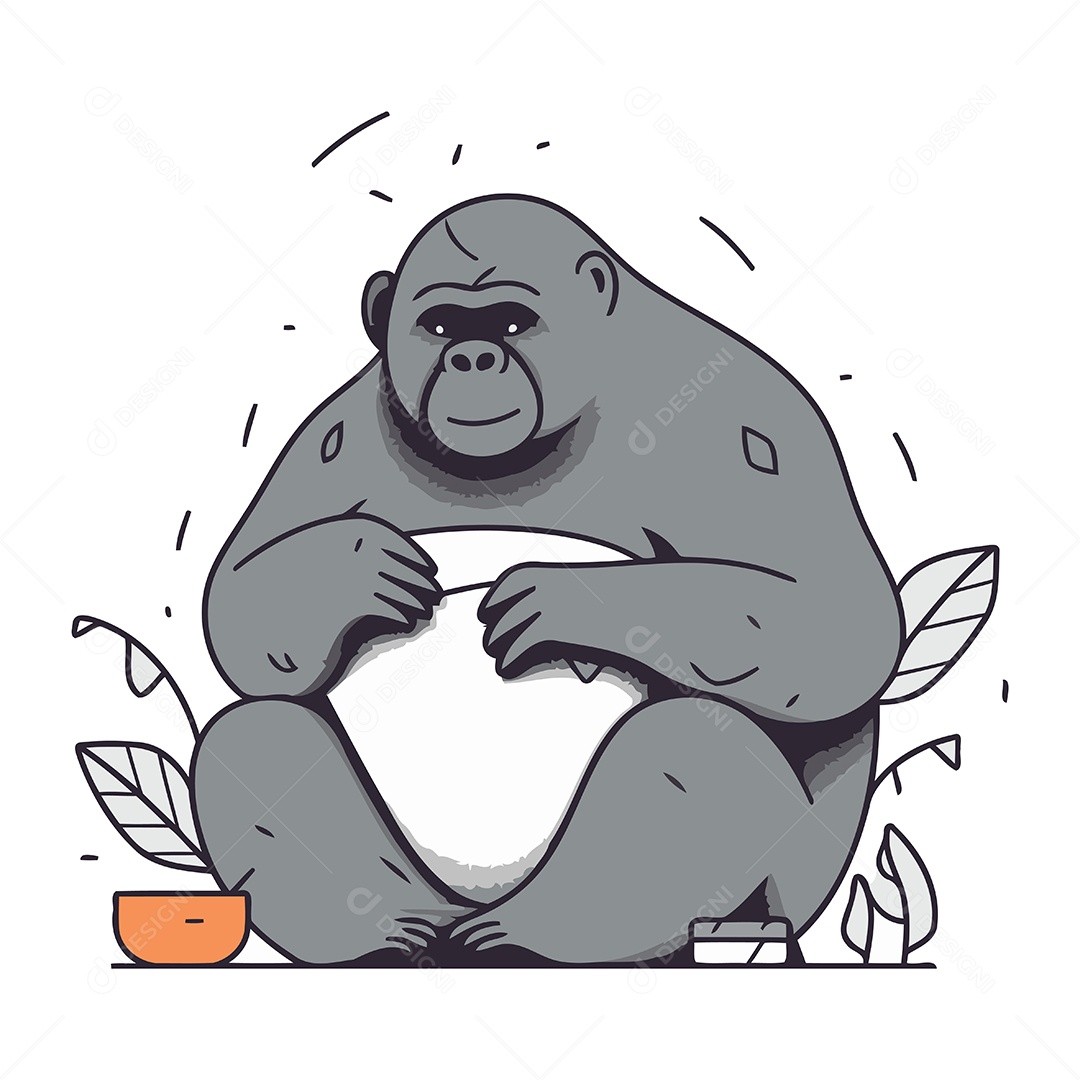 Gorila de Desenho Animado Ilustração Vetor EPS