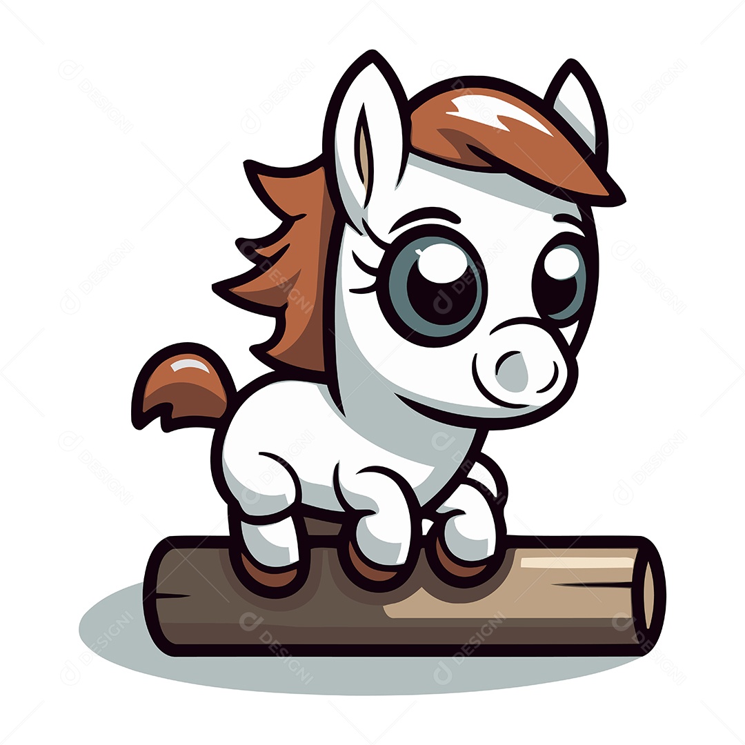 Cavalo Fofo de Desenho Animado Ilustração Vetor EPS