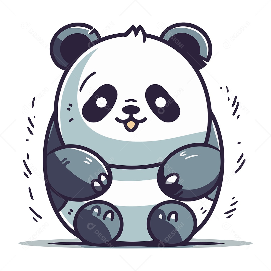 Panda Fofo de Desenho Animado Ilustração Vetor EPS