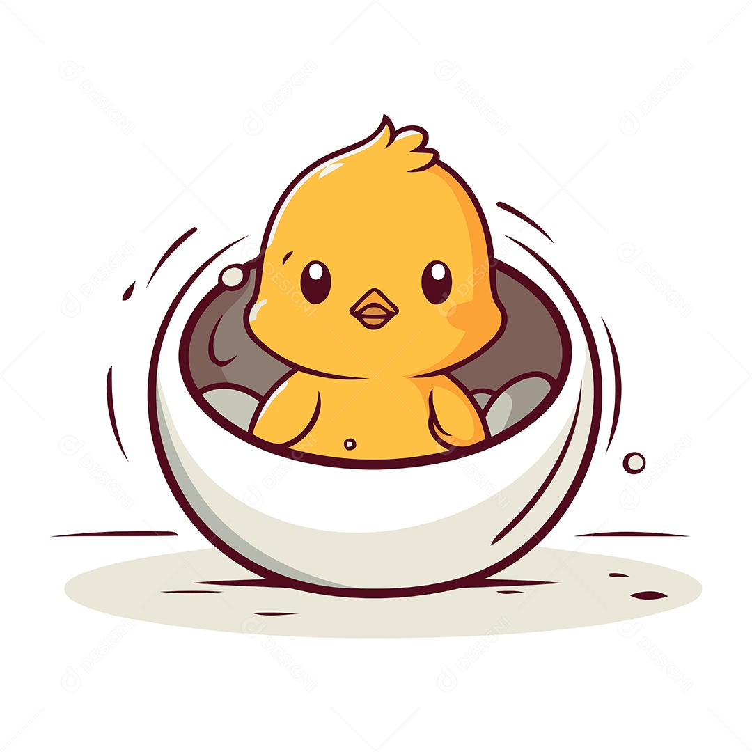 Pintinho Fofo Dentro do Ovo Ilustração Vetor EPS