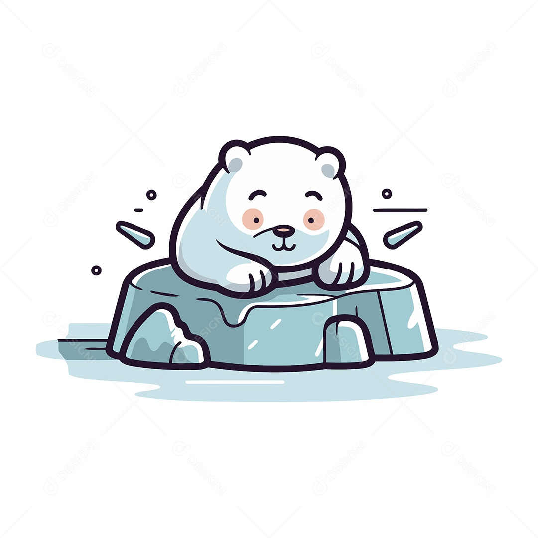 Urso Polar de Desenho Animado Ilustração Vetor EPS