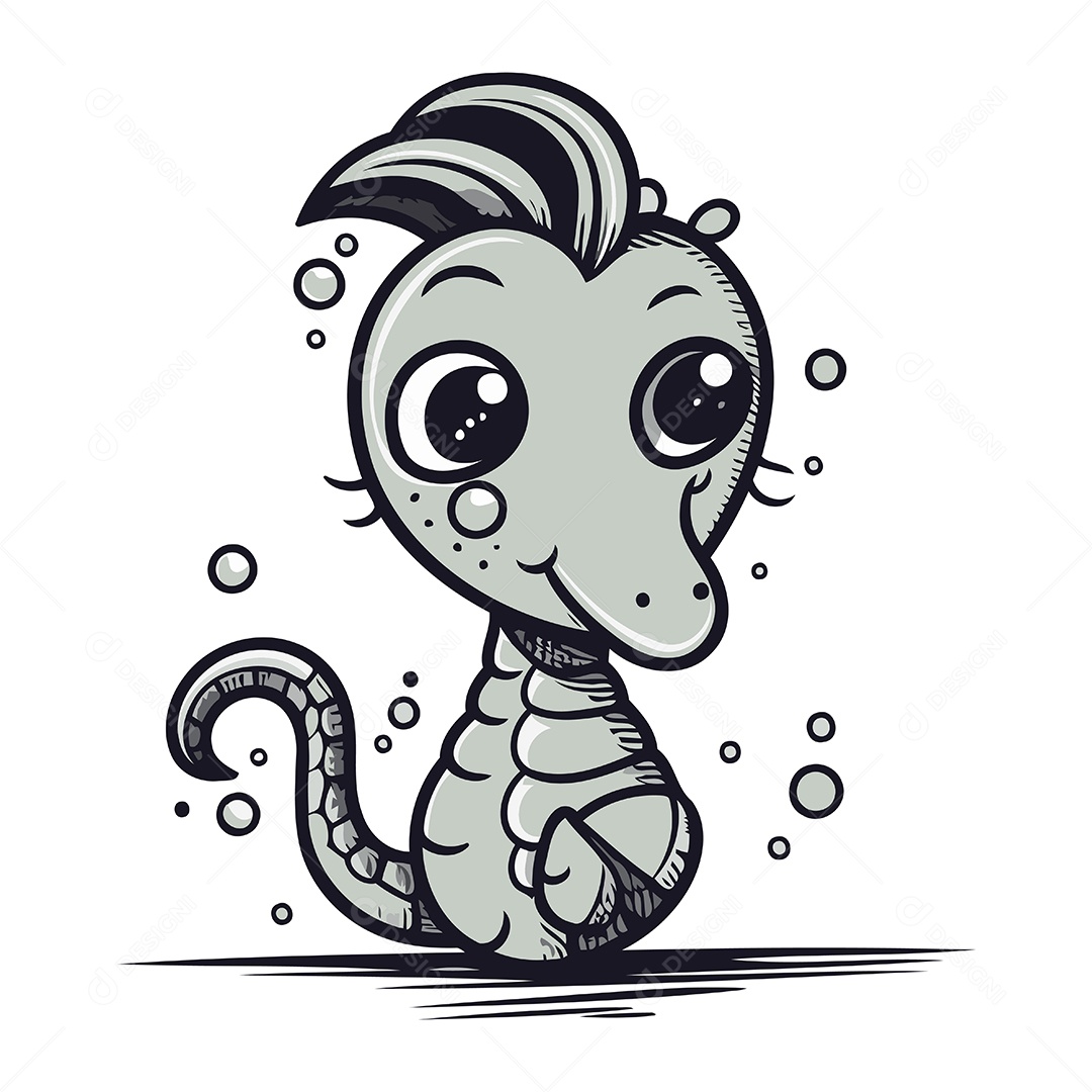 Cavalo Marinho de Desenho Animado Ilustração Vetor EPS