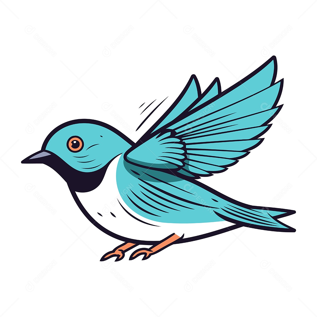 Pássaro Fofo de Desenho Animado Ilustração Vetor EPS