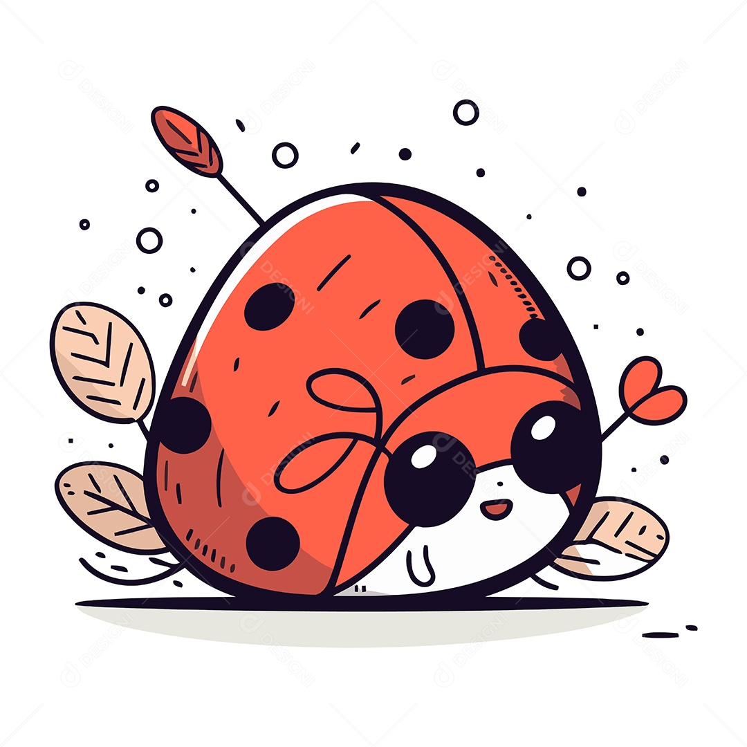 Joaninha de Desenho Animado Ilustração Vetor EPS