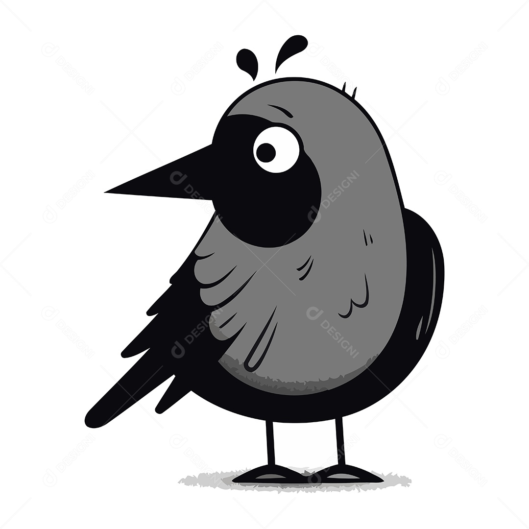 Corvo Bonito de Desenho Animado Ilustração Vetor EPS