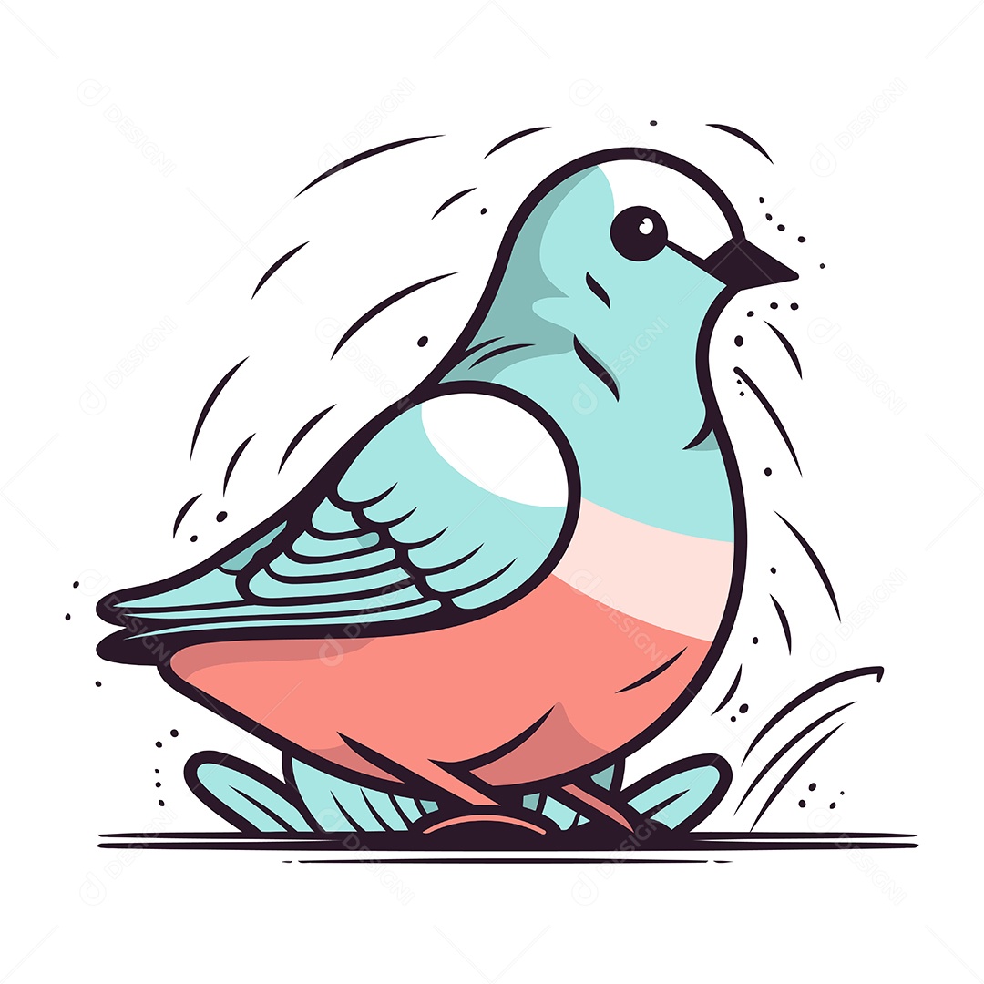 Passarinho Fofo de Desenho Animado Ilustração Vetor EPS