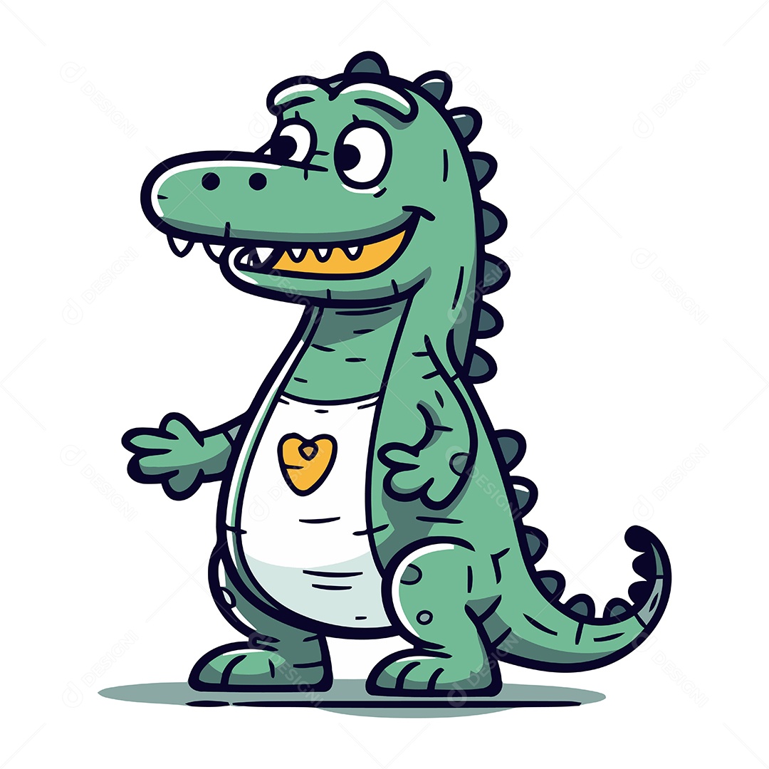 Crocodilo Fofo de Desenho Animado Ilustração Vetor EPS