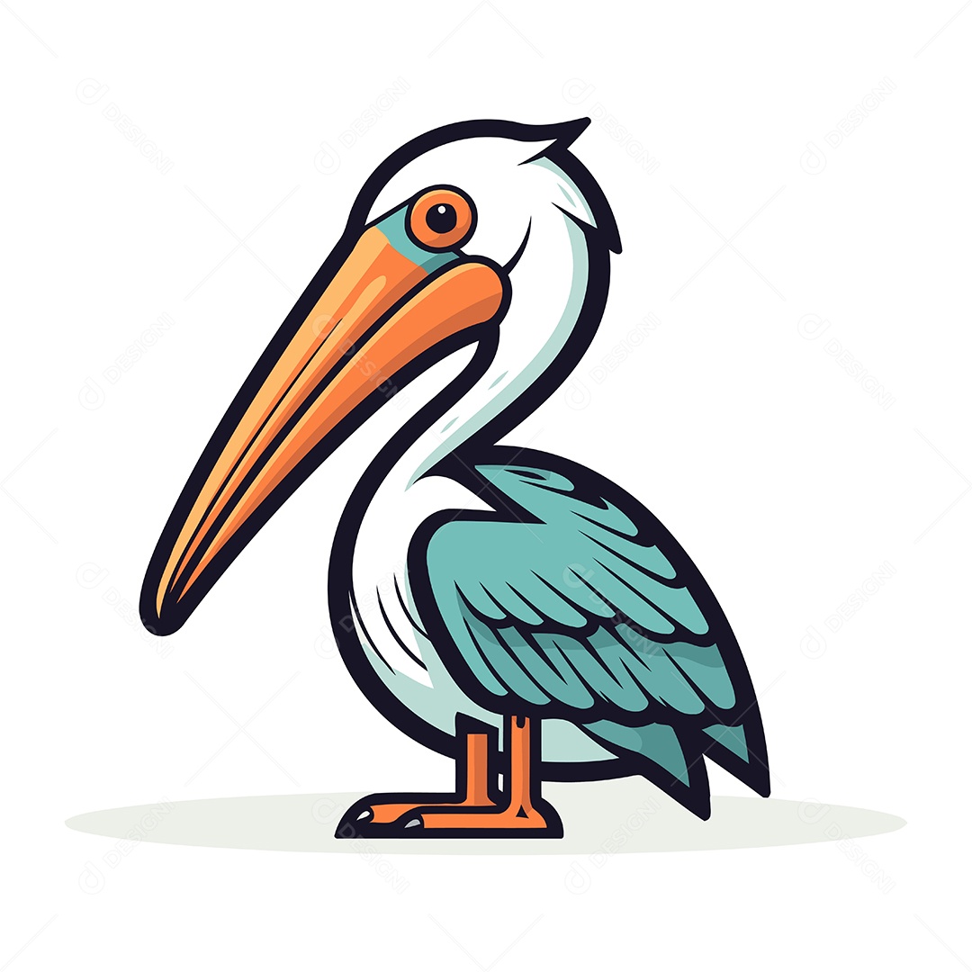 Pelicano de Desenho Animado Ilustração Vetor EPS