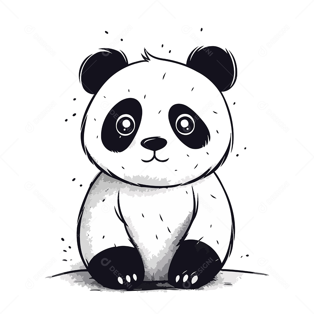 Panda Fofo de Desenho Animado Ilustração Vetor EPS