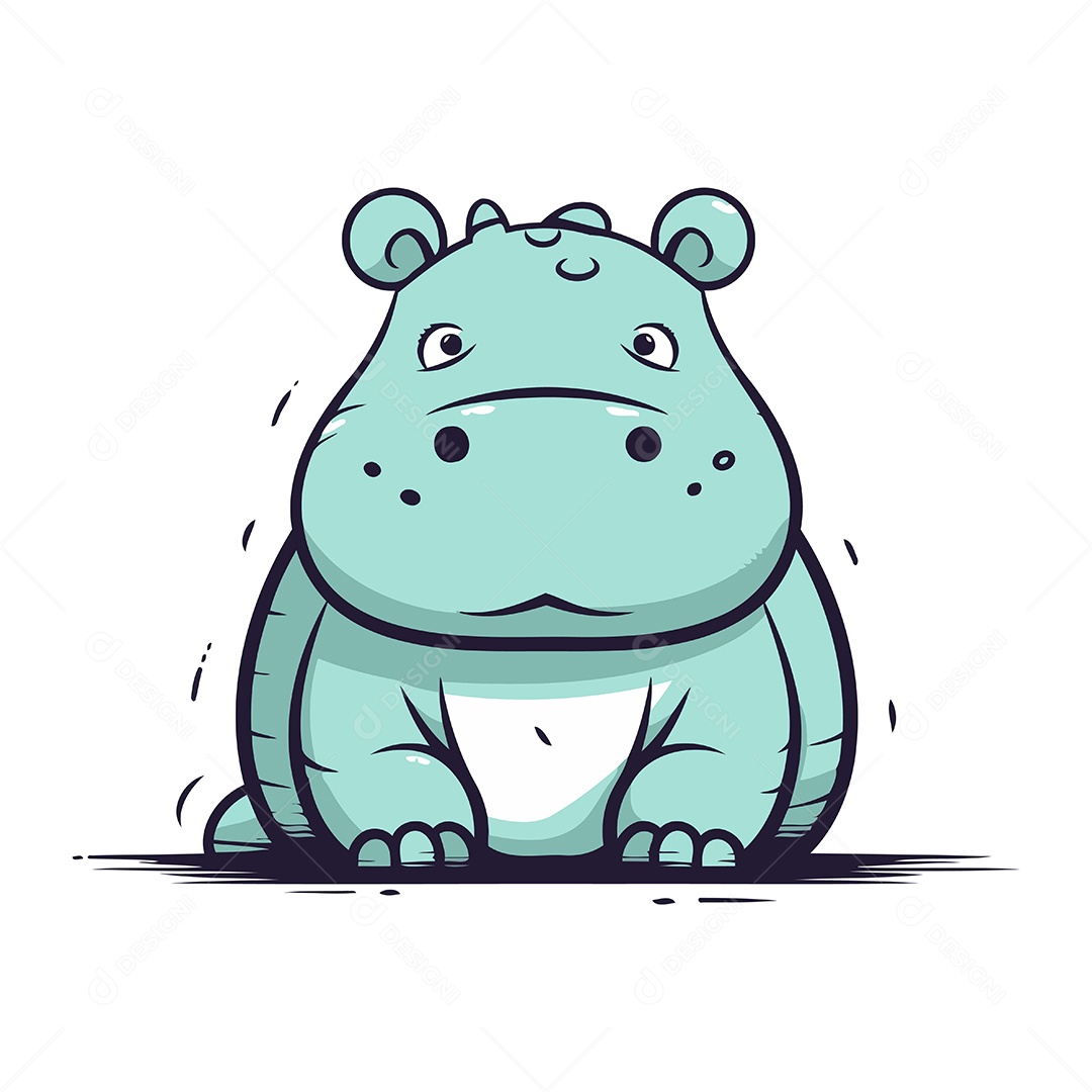 Hipopótamo de Desenho Animado Ilustração Vetor EPS