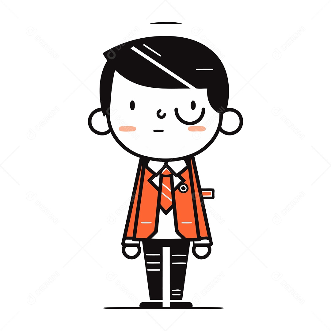 Menino Bonitinho de Casaco Desenho Animado Ilustração Vetor EPS