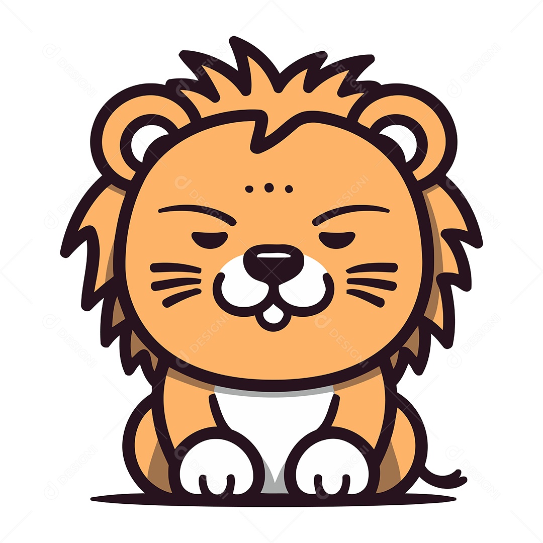 Leão de Desenho Animado Ilustração Vetor EPS
