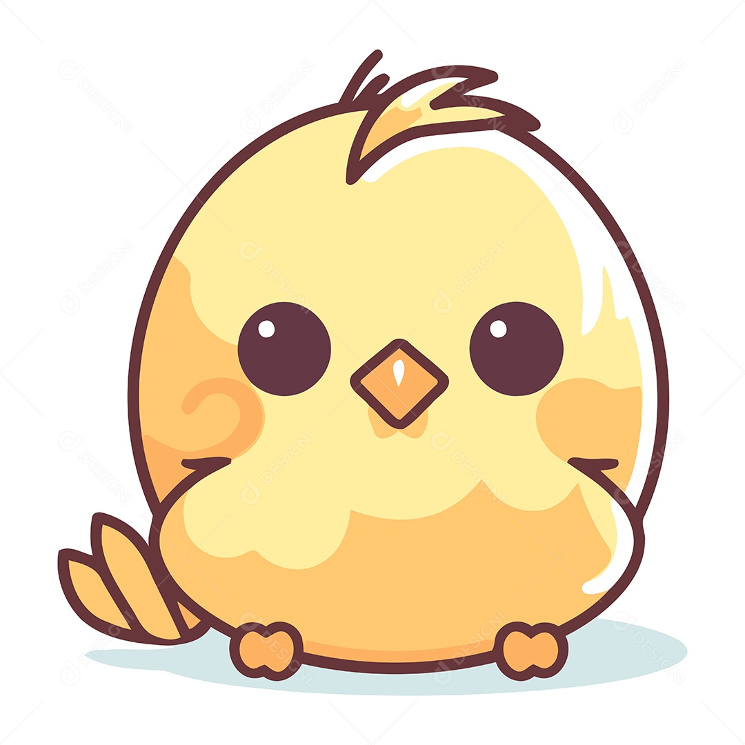 Pintinho Fofo de Desenho Animado Ilustração Vetor EPS