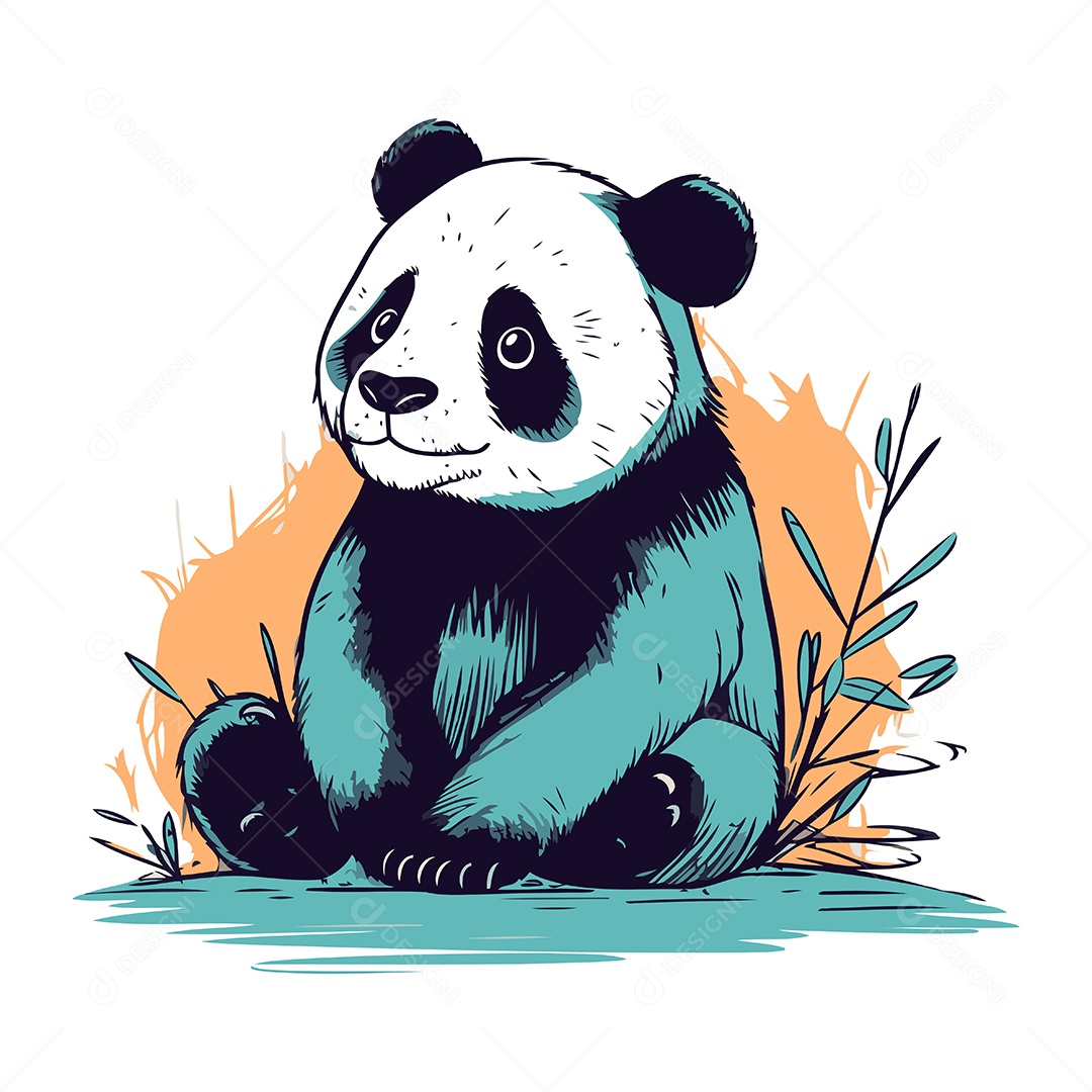 Urso Panda Fofo de Desenho Animado Ilustração Vetor EPS
