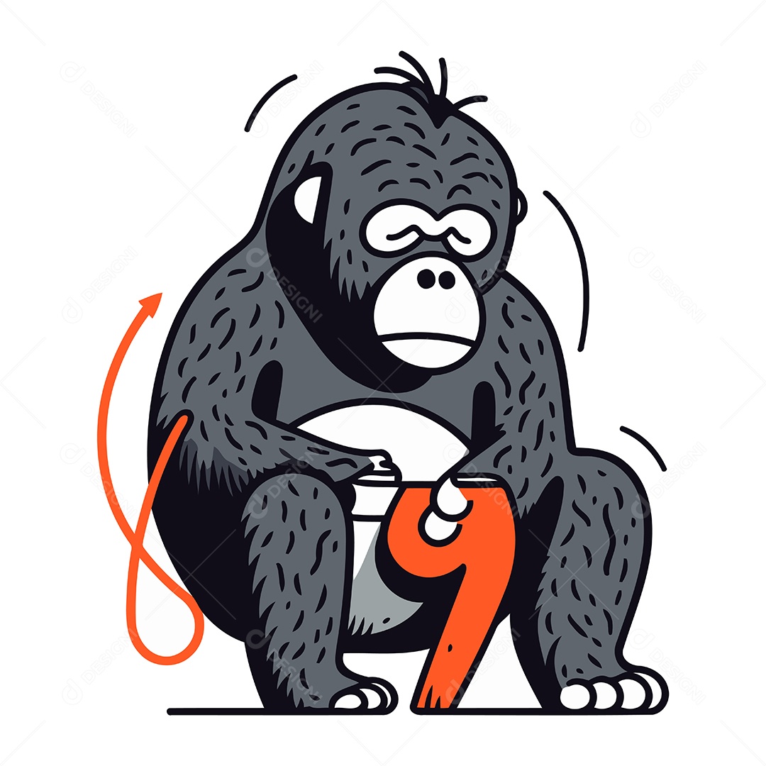 Gorila de Desenho Animado Ilustração Vetor EPS