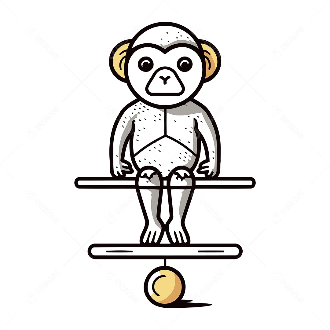 Macaco se Equilibrando em uma Balança Ilustração Vetor EPS