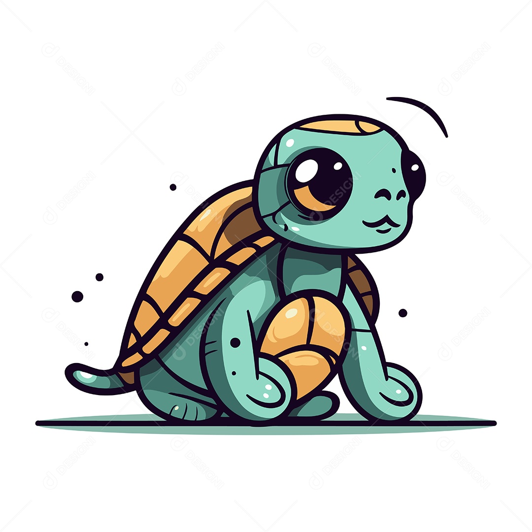 Tartaruga de Desenho Animado Ilustração Vetor EPS