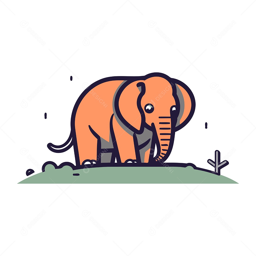 Elefante de Desenho Animado Ilustração Vetor EPS