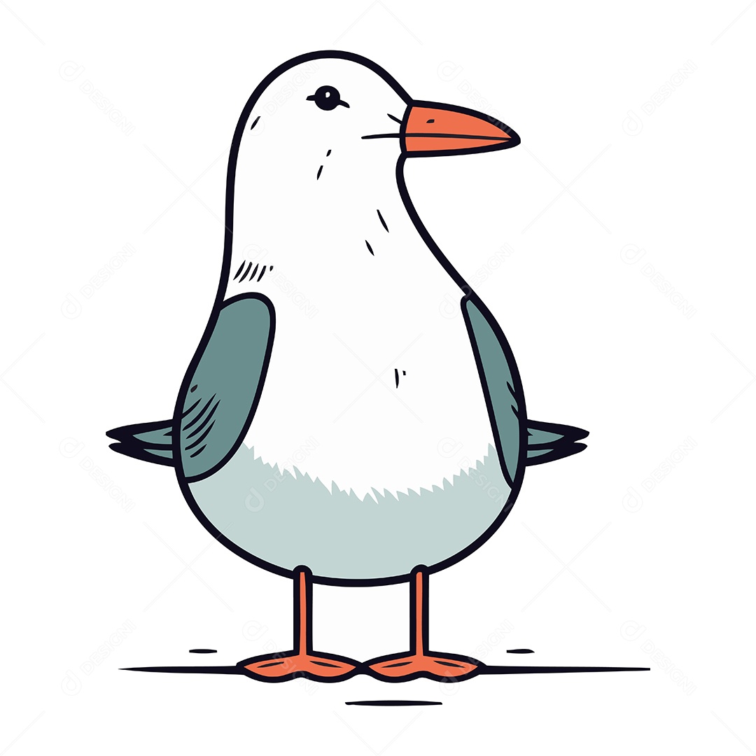 Gaivota Fofa de Desenho Animado Ilustração Vetor EPS