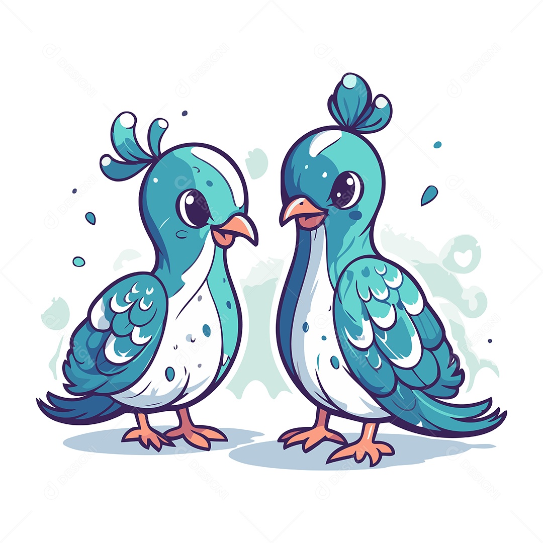 Pássaros de Desenho Animado Ilustração Vetor EPS