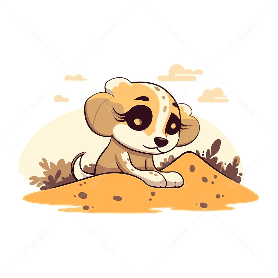 Cachorro Sentado na Areia Ilustração Vetor EPS