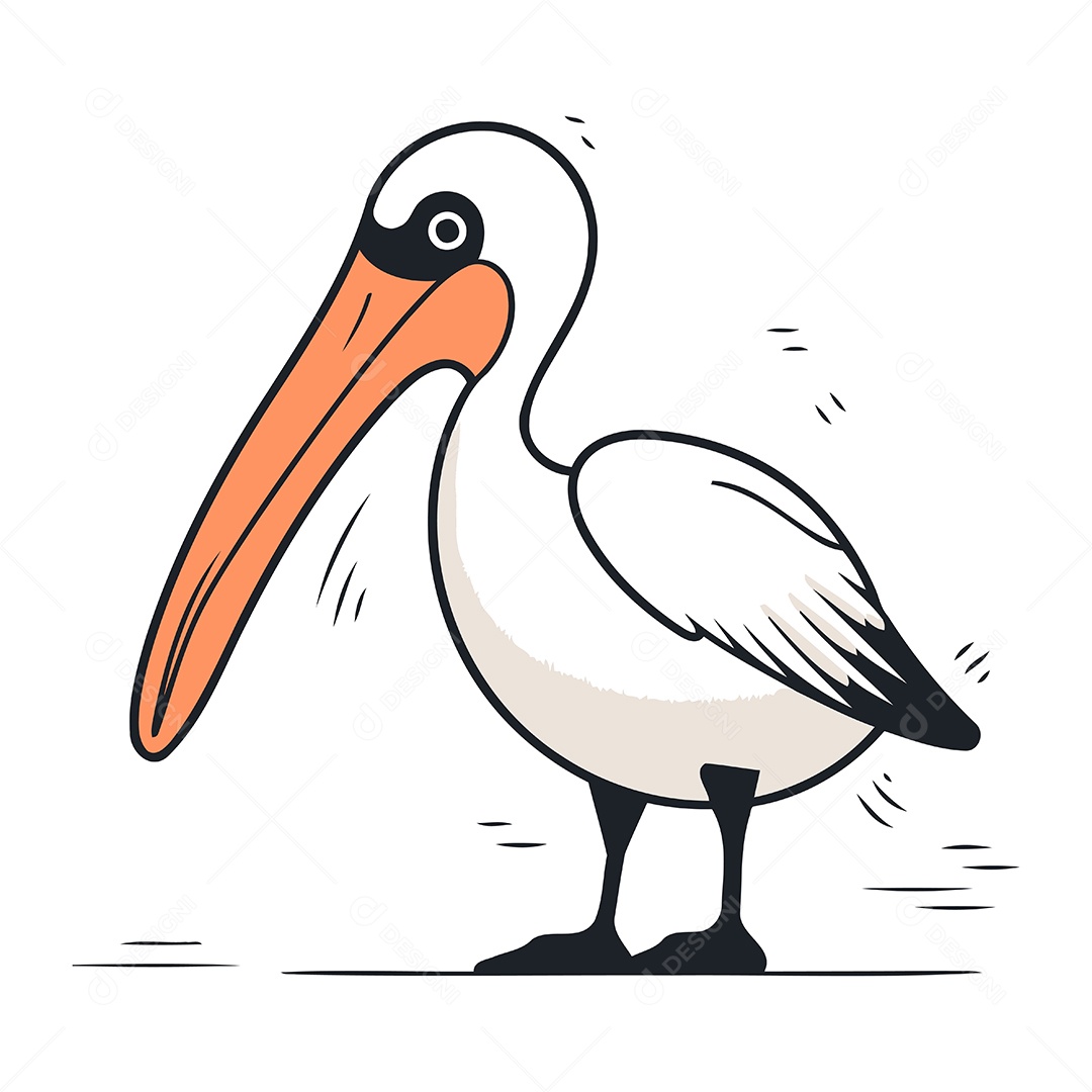 Pelicano de Desenho Animado Ilustração Vetor EPS