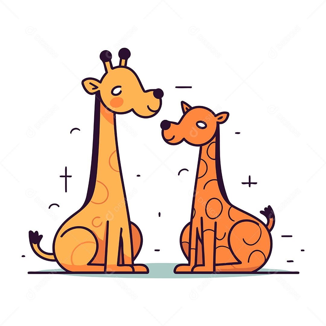 Girafas de Desenho Animado Ilustração Vetor EPS