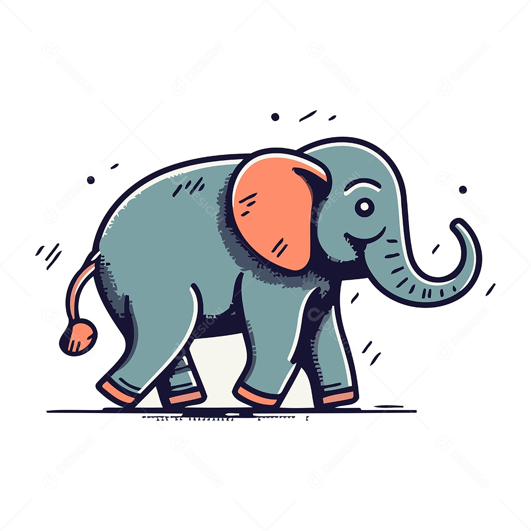 Elefante de Desenho Animado Ilustração Vetor EPS