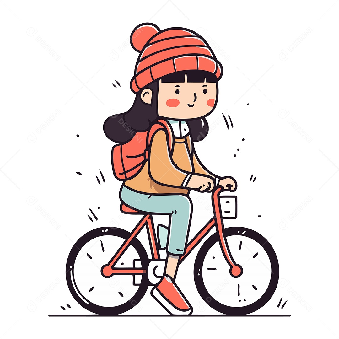 Jovem Andando de Bicicleta Ilustração Vetor EPS