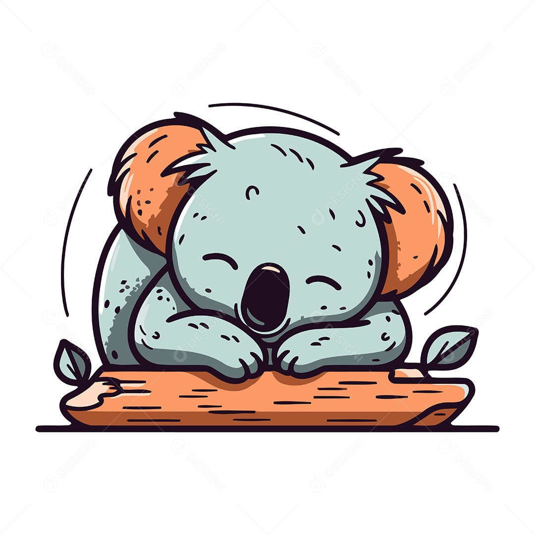 Coala Dormindo em um Tronco Ilustração Vetor EPS