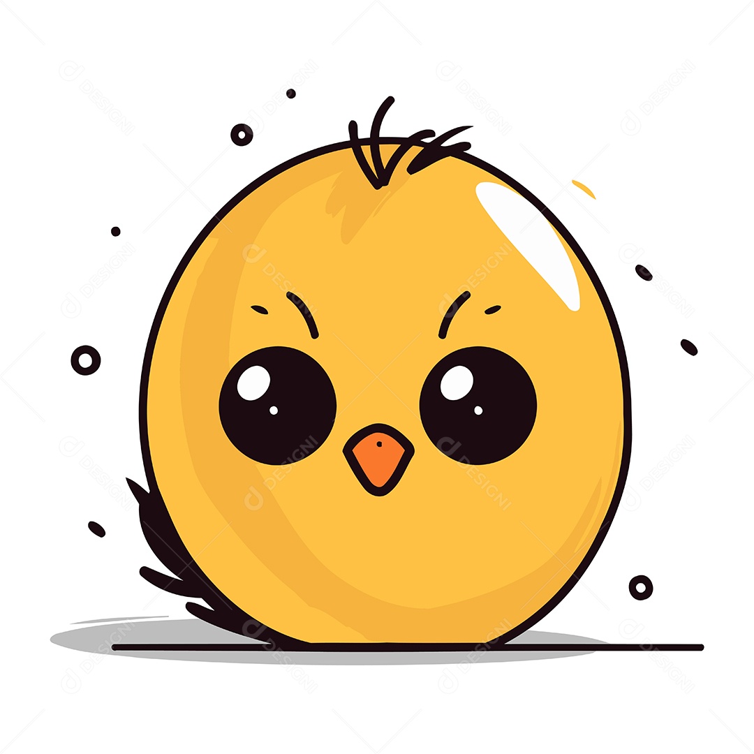 Pintinho Fofo de Desenho Animado Ilustração Vetor EPS