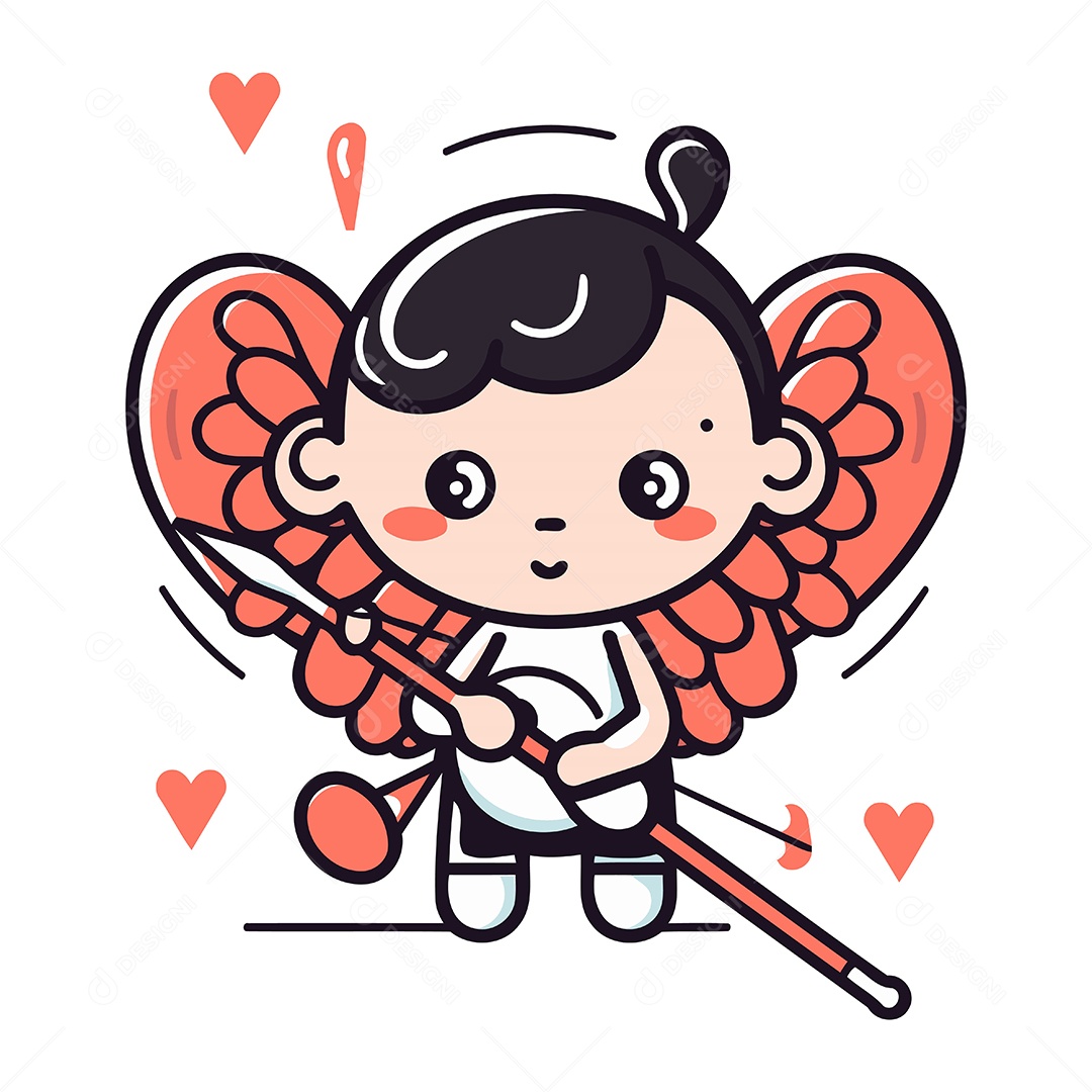 Cupido Bonitinho com Arco e Flecha Ilustração Vetor EPS