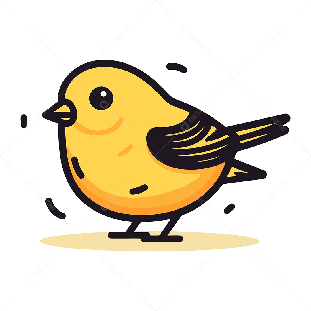 Passarinho Fofo de Desenho Animado Ilustração Vetor EPS